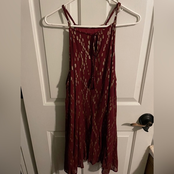 NWT Altar’d State Maroon & Gold High Neck Tank Dress Large - Picture 3 of 4